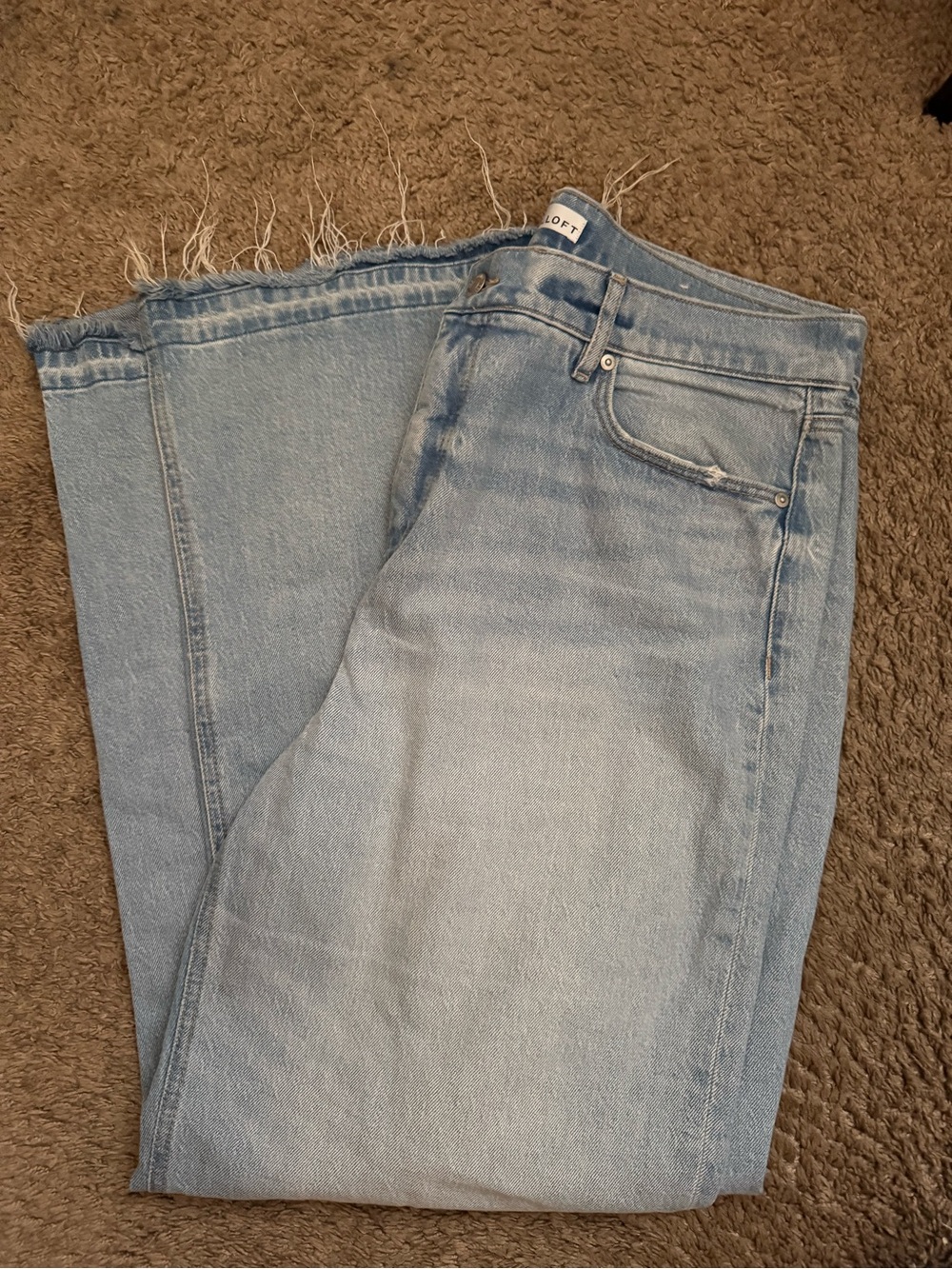Loft Light Wash Frayed Hem Jeans